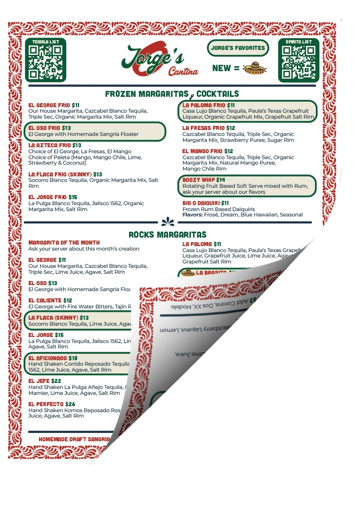 jeorge bar menu